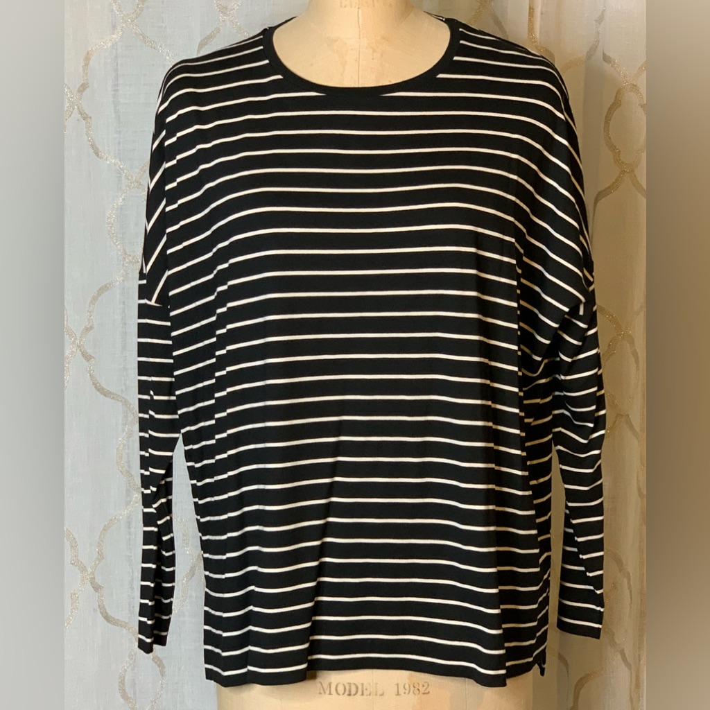Nwt Masai Copenhagen Oversized Black White Stripe Top Sz Medium
